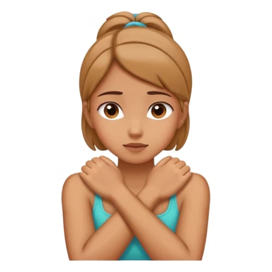 girl grabbing her neck with her hands crossed  sticker