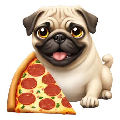 Pug eating pizza sticker