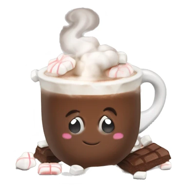 Steamy hot chocolate with cream and marshmallows  sticker