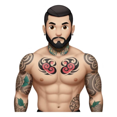 tattoo man, white skintone, more highlight the tattoo, body builder, heavy tatto on fully chest, more tattoos on the body, more visible tattoo, big tattoos. sticker