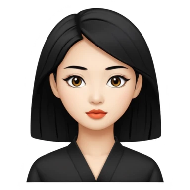 Dark eyes, Vietnamese asian beauty, pretty bratz baddie, black eyeliner, black hair sticker