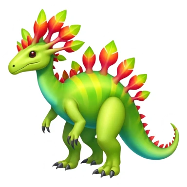 Shiny Exotic Colorful Meganium-Amaura-Aurorus-Fakémon-hybrid-creature (full body)  sticker