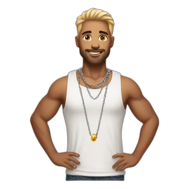 guy wearing tanktop and chain necklace sticker