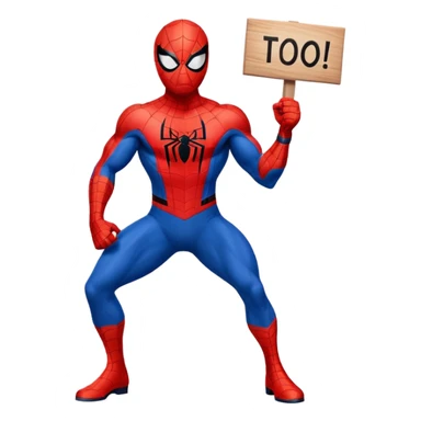 Spider-Man holding a sign that says too short sticker