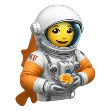 Astronaut holding bloom fish sticker