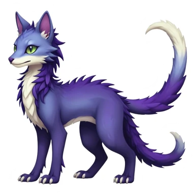 Kawaii dark colorful edgy fantasy ethereal feline-vernid-sergal-fursona animal creature with a tufted tail full body sticker