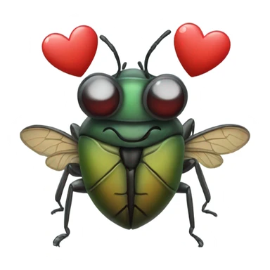 Bug holding a heart sticker