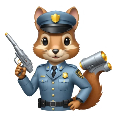 half robot futuristic squirrel cop sticker