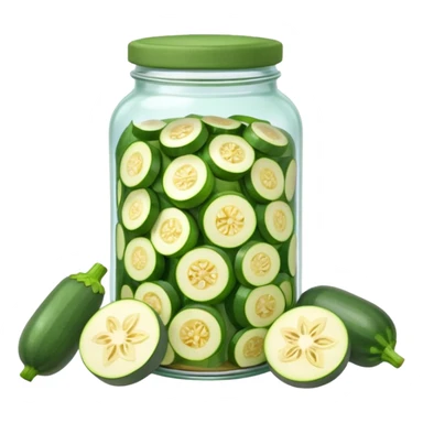 A homemade-style jar with sliced zucchini and herbs under a cloth cap.









 sticker