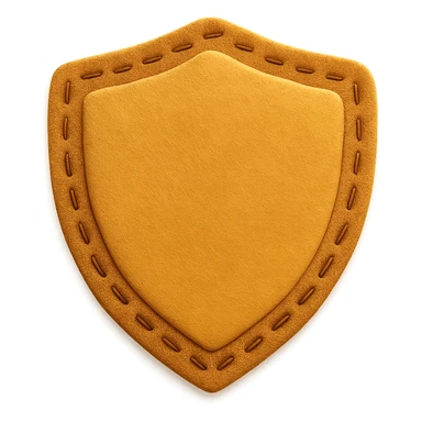 <StylePrompt>
  <Name>Minimal Felt Appliqué Icon</Name>
  <Description>
    A soft, handcrafted felt icon style with lightly padded forms, simple shapes, and clean outlines. Features slightly more visible stitching for tactile charm while maintaining a low-detail aesthetic.
  </Description>
  <VisualProperties>
    <Material>Felt</Material>
    <Texture>Soft, matte surface with subtle fiber detail</Texture>
    <Stitching>
      <Type>Threaded edge stitch</Type>
      <Color>Muted orange or warm brown</Color>
      <Pattern>Evenly spaced running stitch around edges</Pattern>
      <Thickness>Medium (approximately 10% more pronounced than minimal)</Thickness>
      <Contrast>Moderate (stitch color clearly distinct from base felt)</Contrast>
    </Stitching>
    <Padding>Low to moderate—slightly raised but not deeply dimensional</Padding>
    <Edges>Smooth and rounded with clean curves</Edges>
    <ColorPalette>
      <Primary>Warm yellows, oranges, and browns</Primary>
      <Accent>Dark brown for facial features</Accent>
      <Background>Neutral off-white or soft beige</Background>
    </ColorPalette>
  </VisualProperties>
  <FacialFeatures>
    <Eyes>Small round dots</Eyes>
    <Nose>Simple oval or triangle</Nose>
    <Mouth>Minimal curved line or none</Mouth>
    <DetailLevel>Low</DetailLevel>
  </FacialFeatures>
  <Rendering>
    <Lighting>Soft and diffused</Lighting>
    <Shadows>Subtle, barely visible</Shadows>
    <Perspective>Front or side profile, flat angle</Perspective>
  </Rendering>
  <Applicability>
    <SubjectType>Animals, symbols, objects</SubjectType>
    <OutputFormat>Icon, patch, or sticker</OutputFormat>
  </Applicability>
</StylePrompt>

{subject} = shield sticker