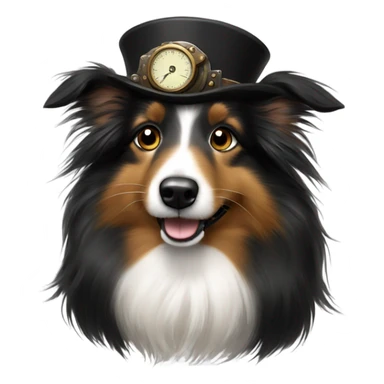 Steampunk black sheltie  sticker