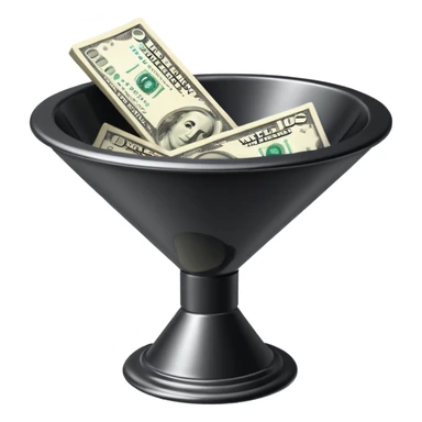 black marketing funnel with dollars at the buttom sticker