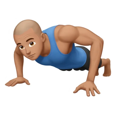 White man brown hair shaved headdoing pushups  sticker