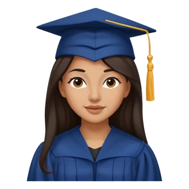 带着学士帽的，深棕色长发，黄种偏白皮肤的，高鼻梁，不戴眼镜的女博士生，在wink，年龄26岁，学士服是深蓝色和黑领子 sticker