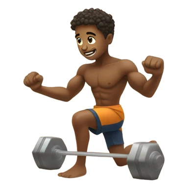 Boy working out on the beach  sticker