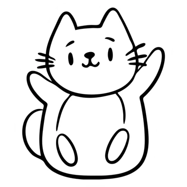custom cat character inspired by TenSquared server logo, black and white, surprised emotion, hand drawn icon style sticker