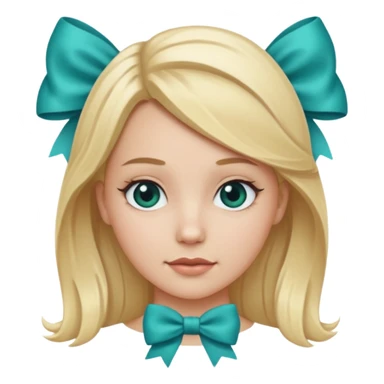 white girl with blond hair and teal bow sticker