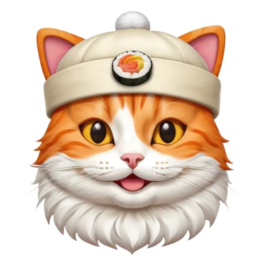 happy cat wearing a hat made out of sushi sticker