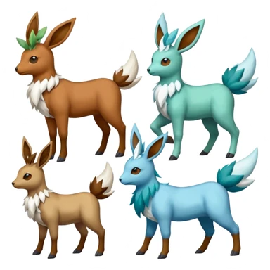 Stantler-Glaceon-Skiddo-Mudbray-Amaura-Flareon-Virizion-fusion-Pokémon-monster (full body) sticker