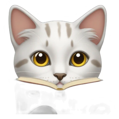 Cat which read book with photo ne on her eyes sticker