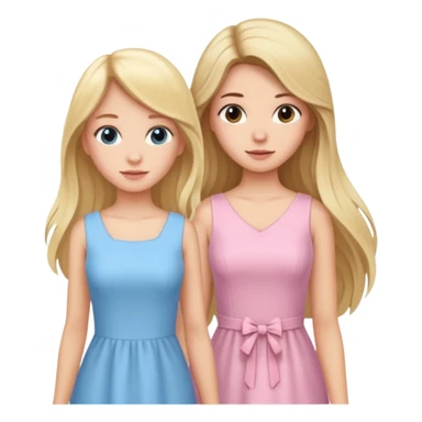 happy pride and predjudice blonde girl in light blue dress and long hair brunette girl in light pink dress sticker