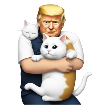trump hugging white  cat sticker