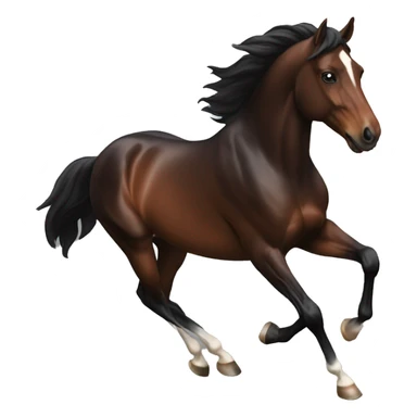 galloping dark bay horse with headmark sticker