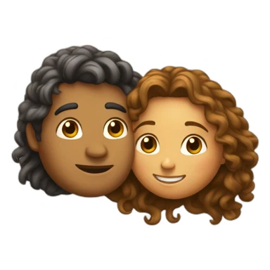 Hug between a polynesian guy and a long curly light brown hair woman sticker