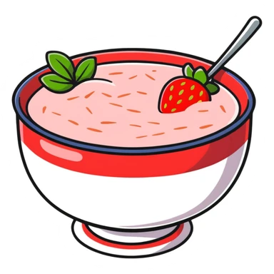 hot bowl of strawberry porridge with steam sticker