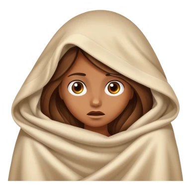 a tanned girl with brown long hair hid under the blanket in fear sticker
