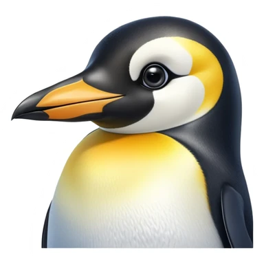 cinematic-adult-emperor-penguin-portrait-emoji,-head-tilted-playfully-and-inquisitively,-with-glossy,-pristine-plumage-accented-by-a-bright-beak-and-round,-sparkling-eyes-filled-with-curiosity,-simplified-yet-irresistibly-adorable-features, black face sticker