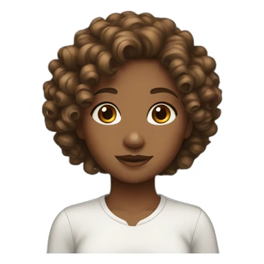 brown girl curly hair white shirt sticker