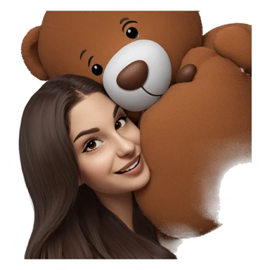smiling girl with teddy bear sticker