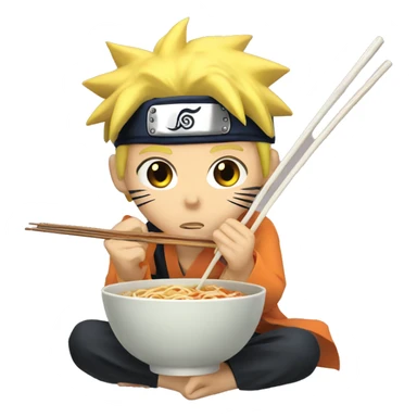 Naruto eating ramen with chopsticks sticker