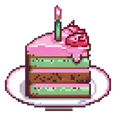 slice of cake with pink frosting sticker
