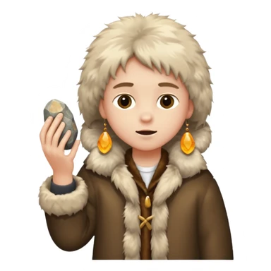 a kid wearing fur clothing, playing stone



















 sticker