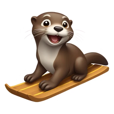 Otter sliding on a sled sticker