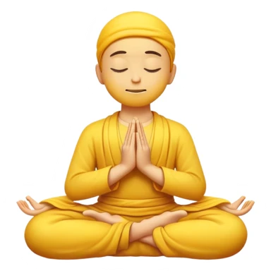 classic yellow emoji meditating, floating slightly above the ground, calm face sticker