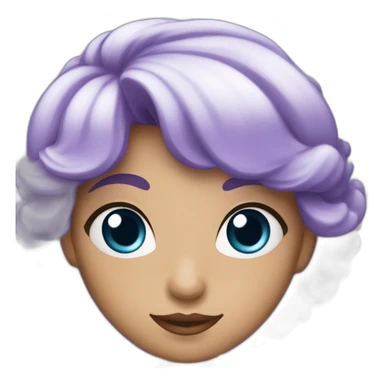 Fille aux yeux violets et aux cheveux bleus sticker