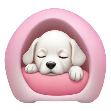 White puppy's sleeping in pink light puppies bed sticker