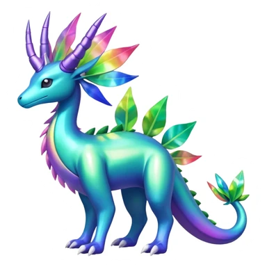 Shiny Colorful Iridescent Meganium-Amaura-Suicune-fakemon (full body) sticker