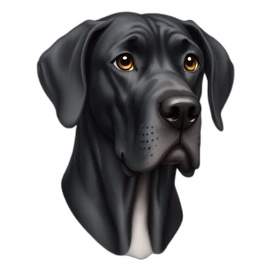 Old black great dane dog with uncut ears sticker