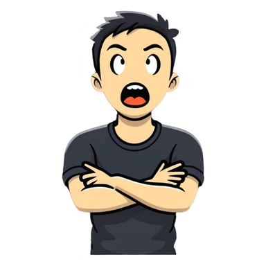 arms crossed holding neck screaming face sticker
