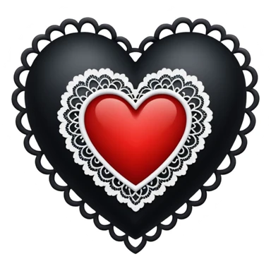 black heart with red center and white lace sticker