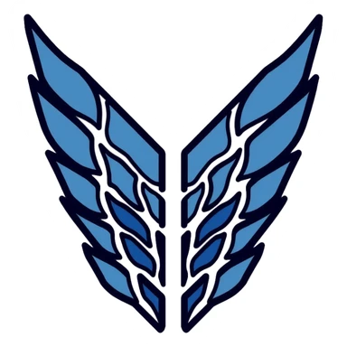 Wings of Freedom logo from Attack on Titan, overlapping blue and white wings, Survey Corps emblem sticker
