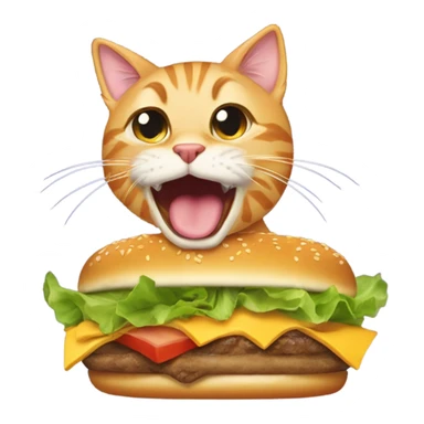 Cat eating burger sticker