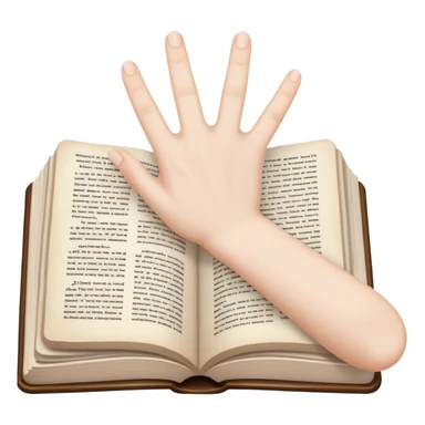 white hand on book page sticker