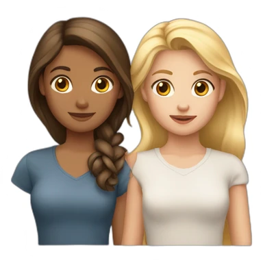 deux filles une fille blonde et fille brune sticker