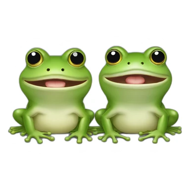 two frogs looking to each other one with preopened mouth sticker