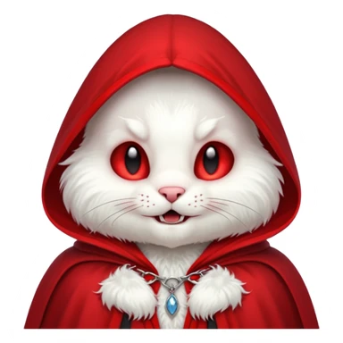Vampire animal, bunny'  in red collar cloak, fangs sticker